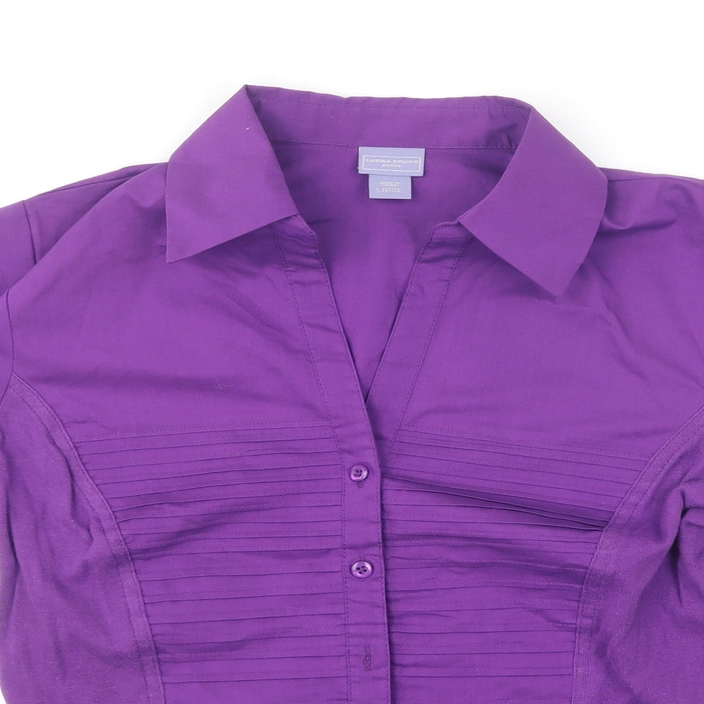 Womens UK Size L Laura Scott Purple Basic Button-Up