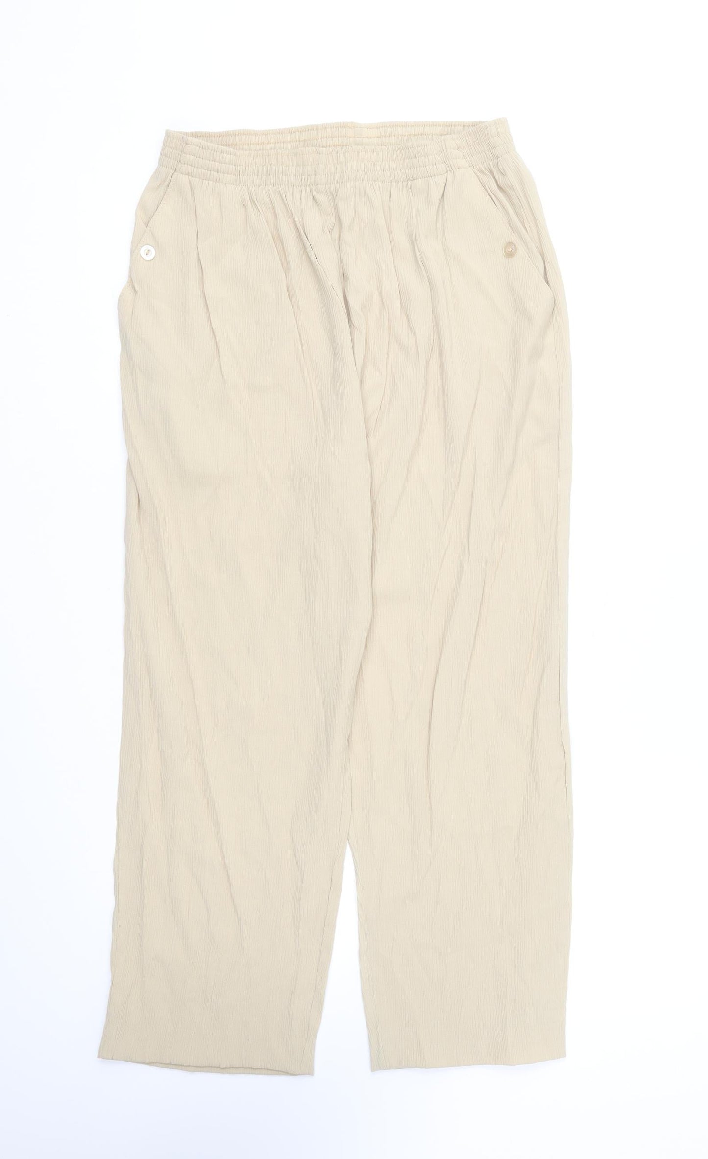 Classics Womens Beige Viscose Trousers Size 14 L26 in Regular
