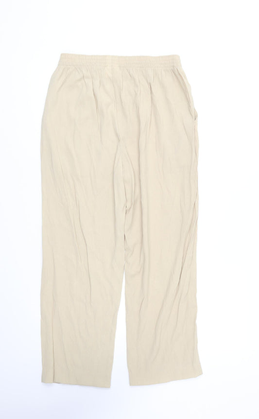 Classics Womens Beige Viscose Trousers Size 14 L26 in Regular