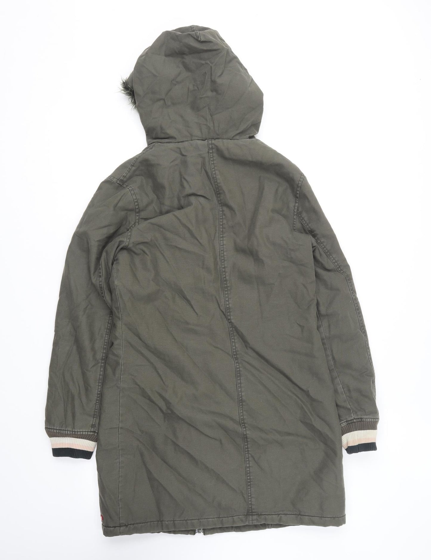 Kilah Womens Green Parka Coat Size S Zip