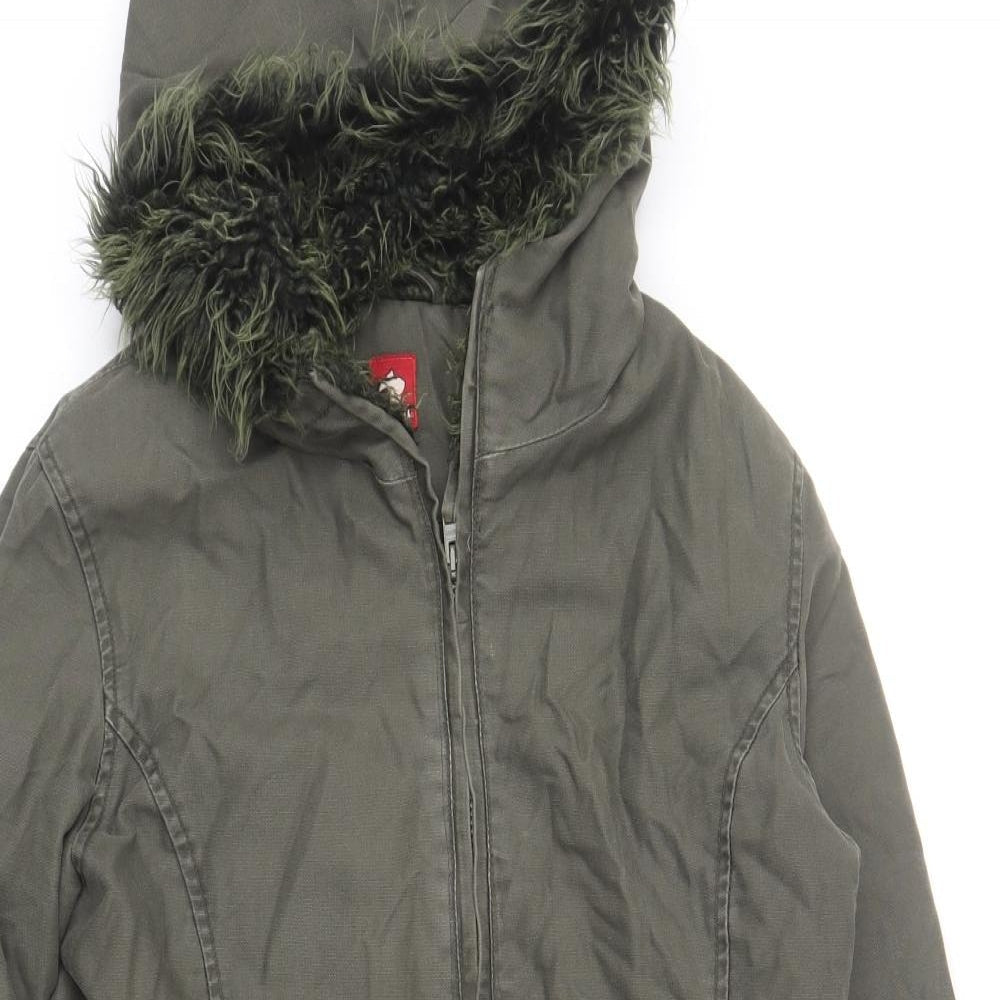 Kilah Womens Green Parka Coat Size S Zip