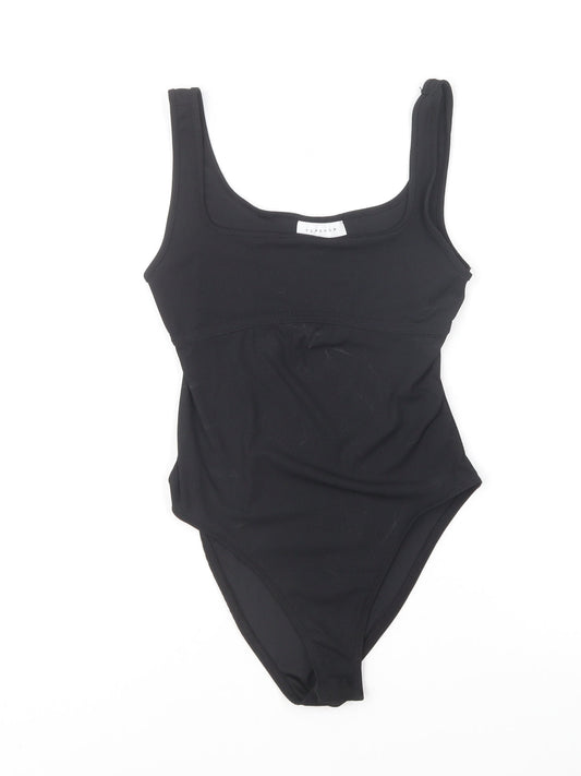 Topshop Womens Black Polyester Bodysuit One-Piece Size 8 Snap