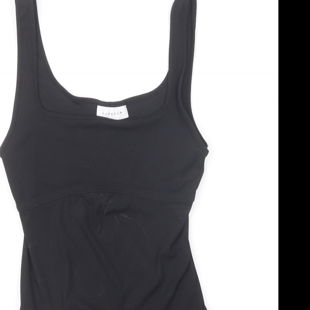 Topshop Womens Black Polyester Bodysuit One-Piece Size 8 Snap