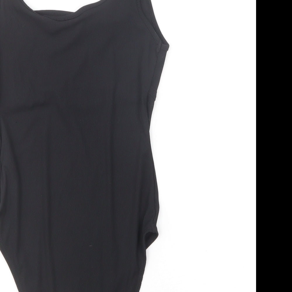 Topshop Womens Black Polyester Bodysuit One-Piece Size 8 Snap