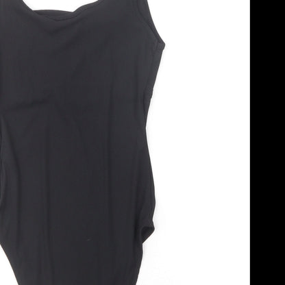 Topshop Womens Black Polyester Bodysuit One-Piece Size 8 Snap