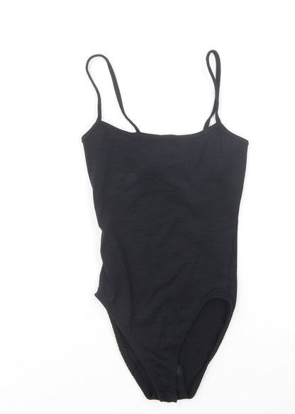 New Look Womens Black Polyamide Bodysuit One-Piece Size 6 Snap