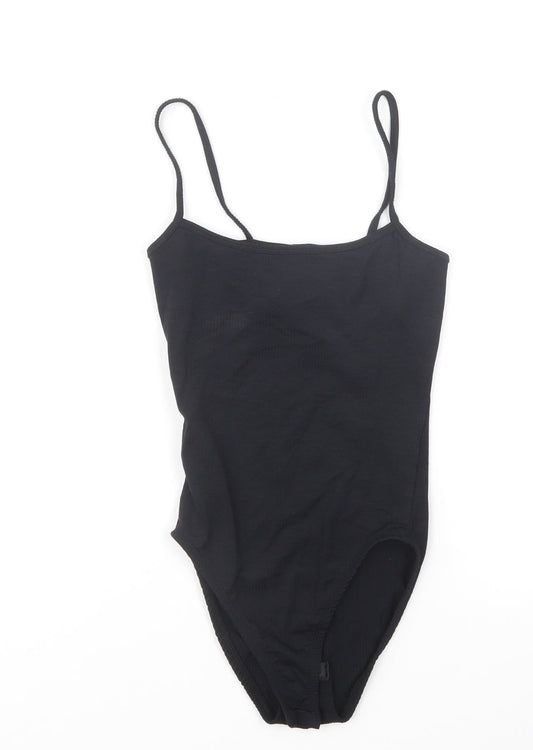 New Look Womens Black Polyamide Bodysuit One-Piece Size 6 Snap