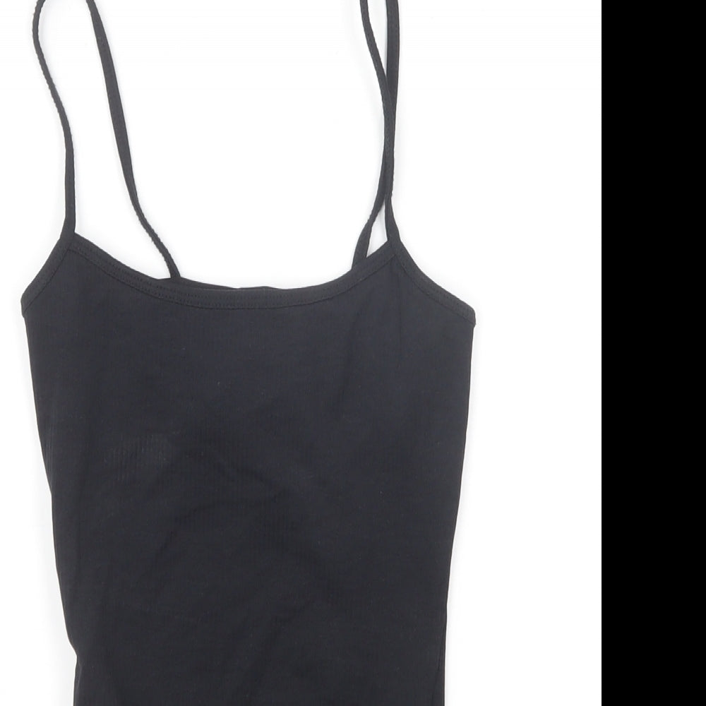 New Look Womens Black Polyamide Bodysuit One-Piece Size 6 Snap