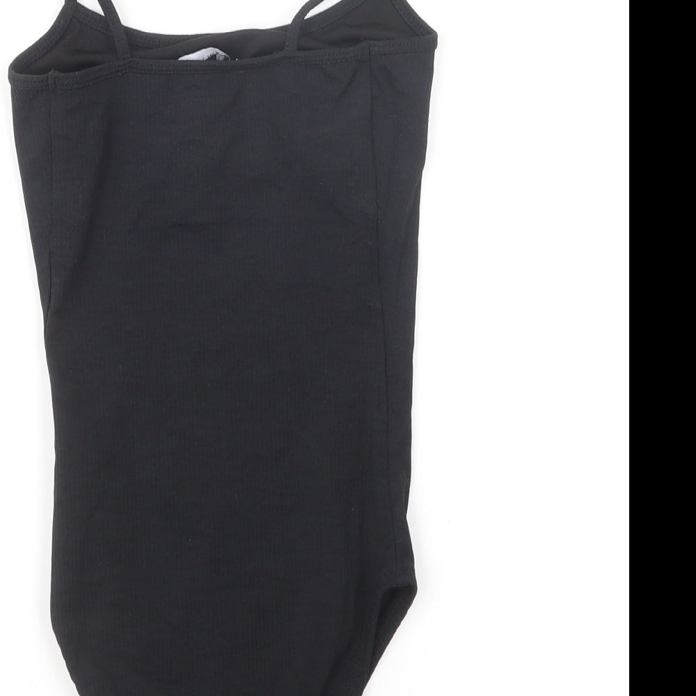 New Look Womens Black Polyamide Bodysuit One-Piece Size 6 Snap