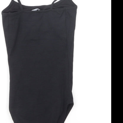New Look Womens Black Polyamide Bodysuit One-Piece Size 6 Snap