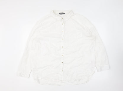 Primark Womens White Cotton Basic Button-Up Size 20 Collared