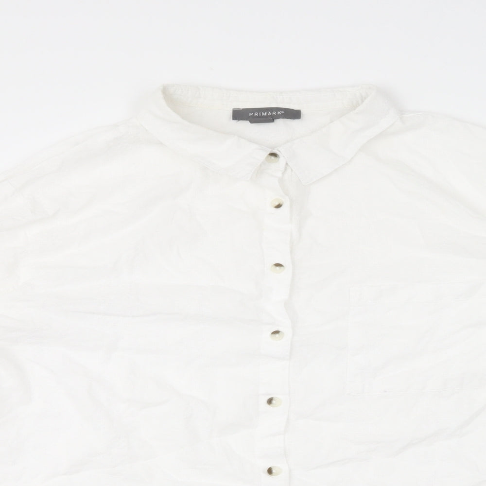 Primark Womens White Cotton Basic Button-Up Size 20 Collared