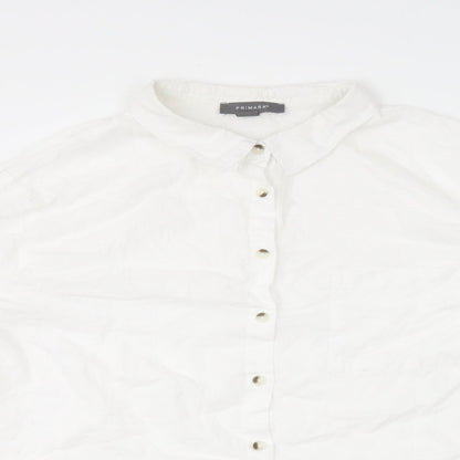 Primark Womens White Cotton Basic Button-Up Size 20 Collared