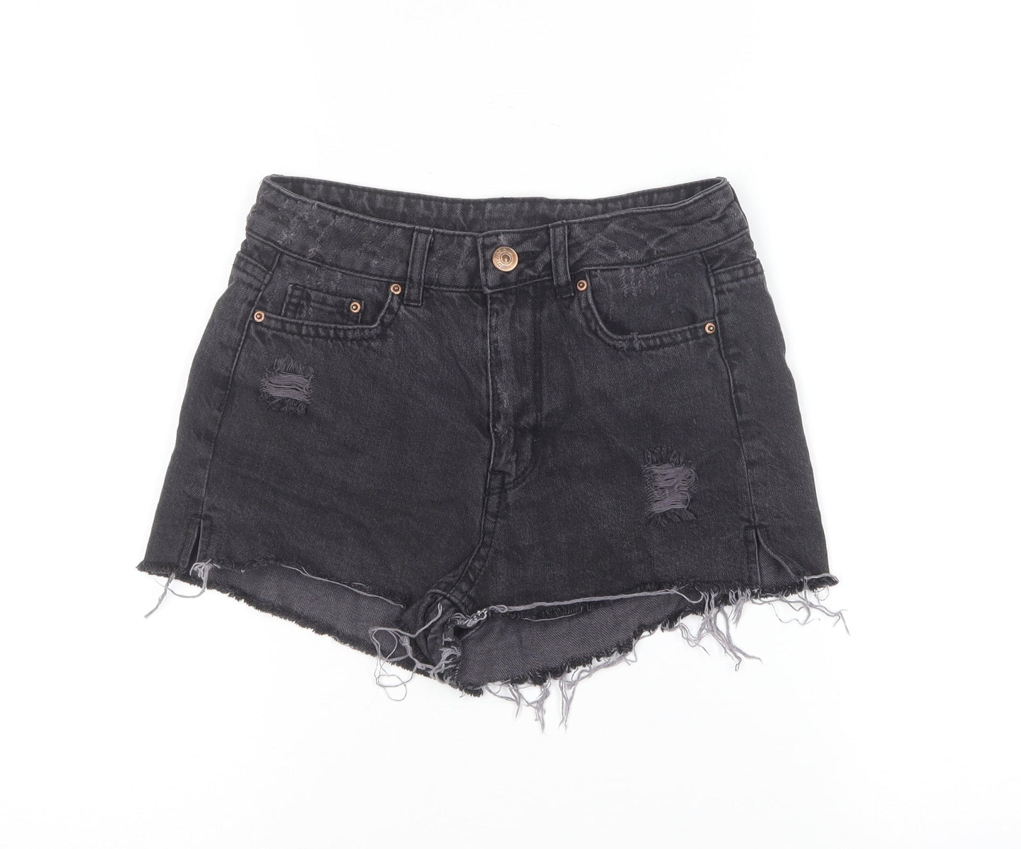 Divided by H&M Womens Black Cotton Hot Pants Shorts Size 4 L3 in Regular Button