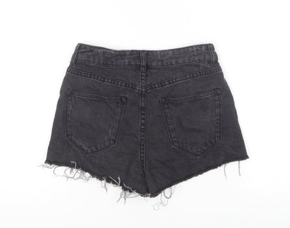 Divided by H&M Womens Black Cotton Hot Pants Shorts Size 4 L3 in Regular Button