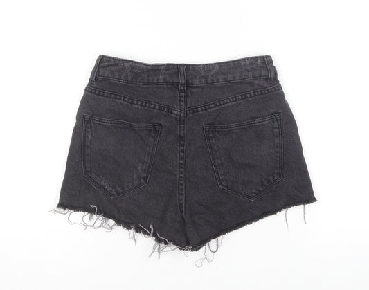 Divided by H&M Womens Black Cotton Hot Pants Shorts Size 4 L3 in Regular Button