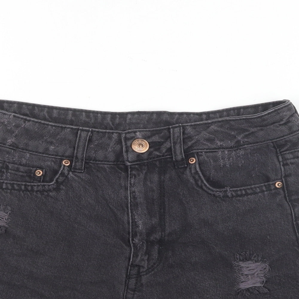 Divided by H&M Womens Black Cotton Hot Pants Shorts Size 4 L3 in Regular Button
