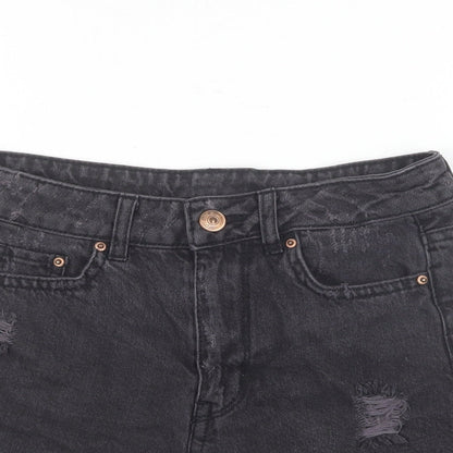 Divided by H&M Womens Black Cotton Hot Pants Shorts Size 4 L3 in Regular Button