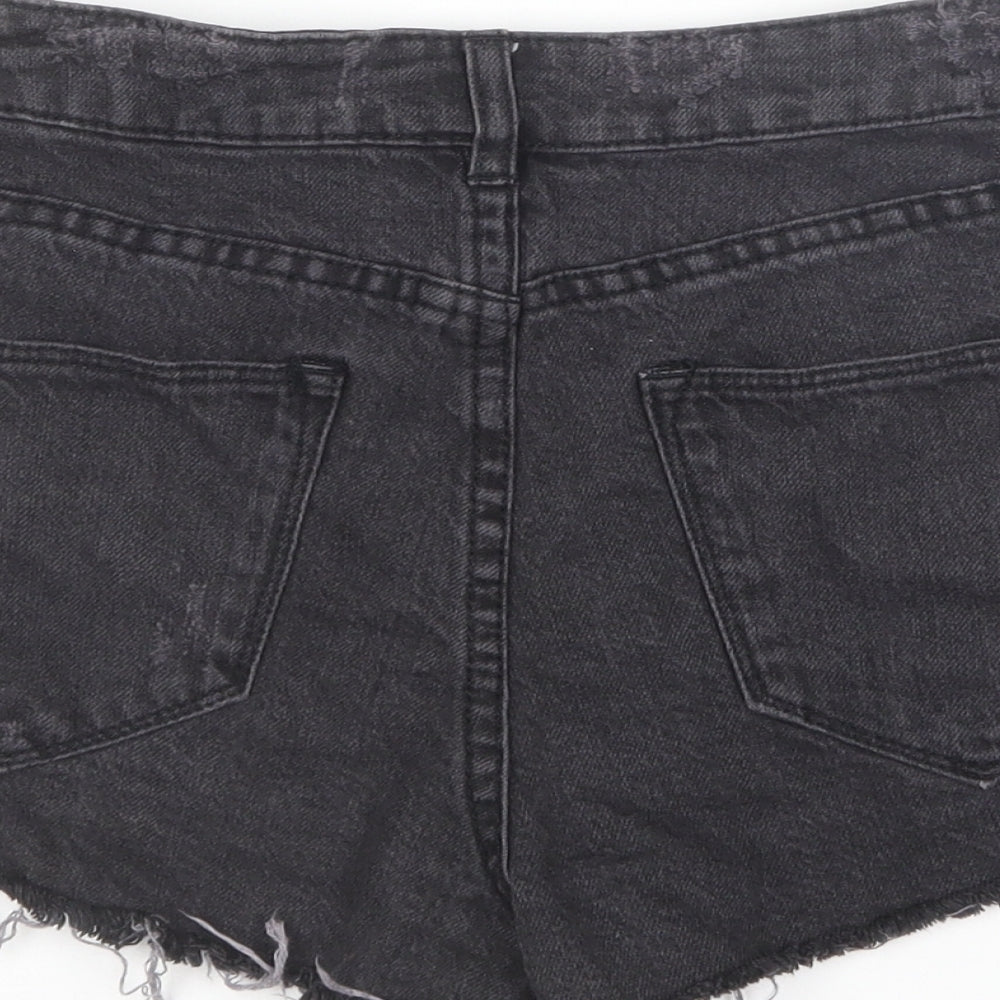 Divided by H&M Womens Black Cotton Hot Pants Shorts Size 4 L3 in Regular Button