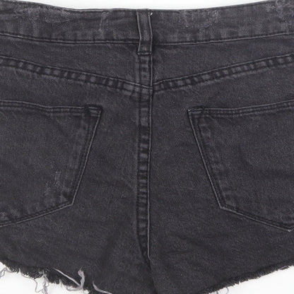 Divided by H&M Womens Black Cotton Hot Pants Shorts Size 4 L3 in Regular Button