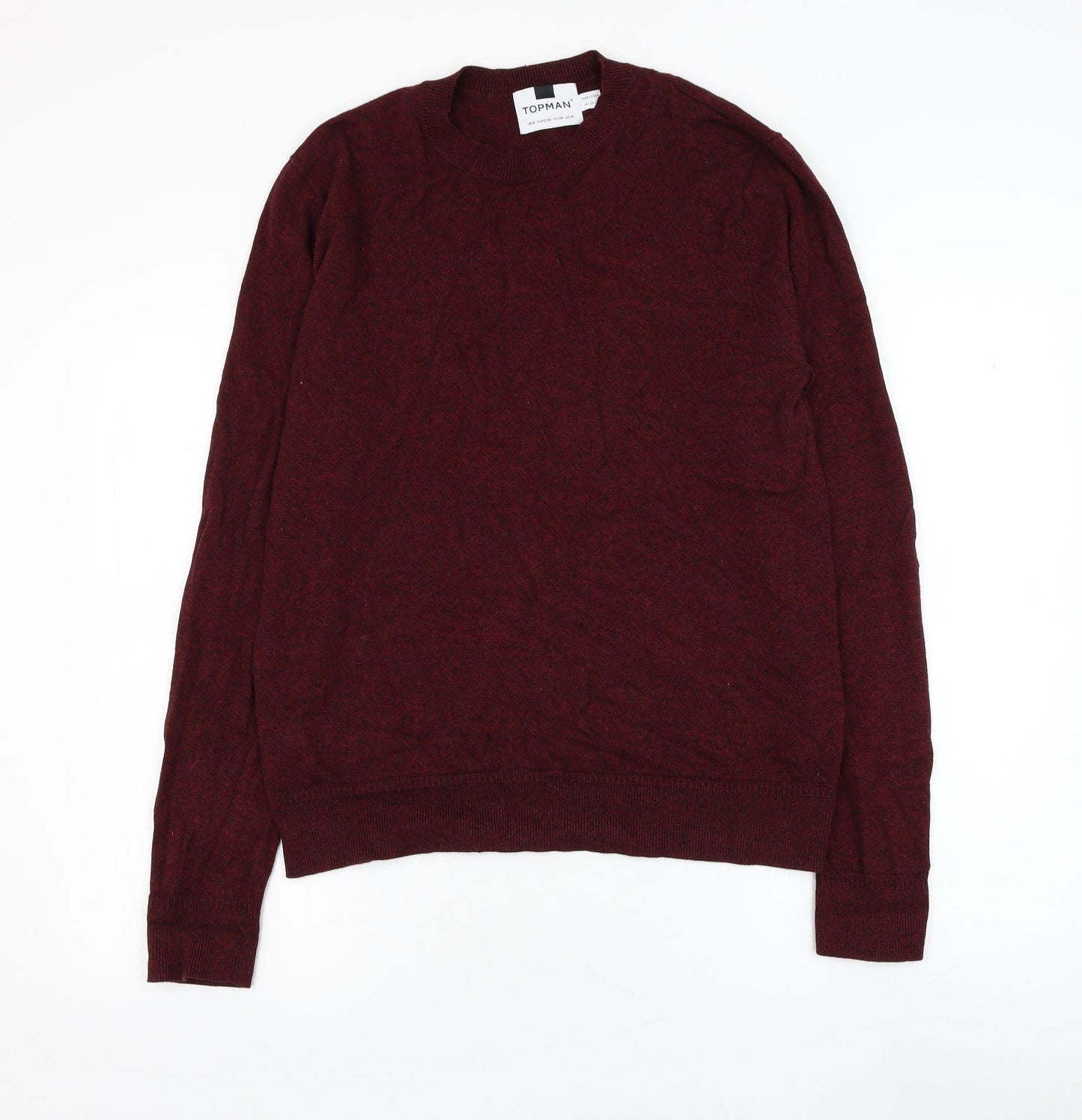 Topman Mens Red Round Neck Cotton Pullover Jumper Size M