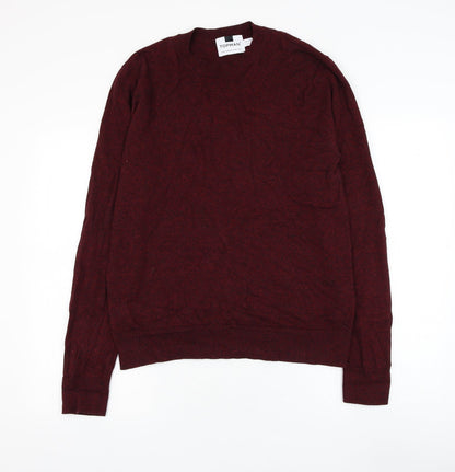 Topman Mens Red Round Neck Cotton Pullover Jumper Size M