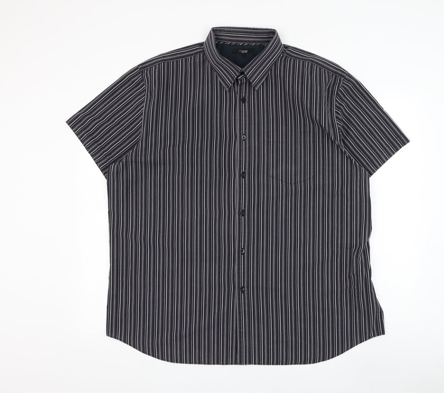Mens UK Size XL Debenhams Grey  Button-Up Short Sleeve Casual Shirt