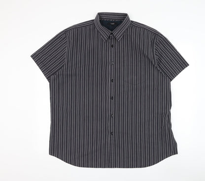 Mens UK Size XL Debenhams Grey  Button-Up Short Sleeve Casual Shirt