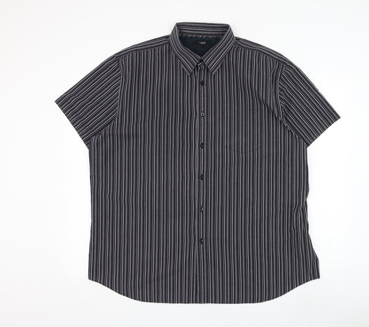 Mens UK Size XL Debenhams Grey  Button-Up Short Sleeve Casual Shirt