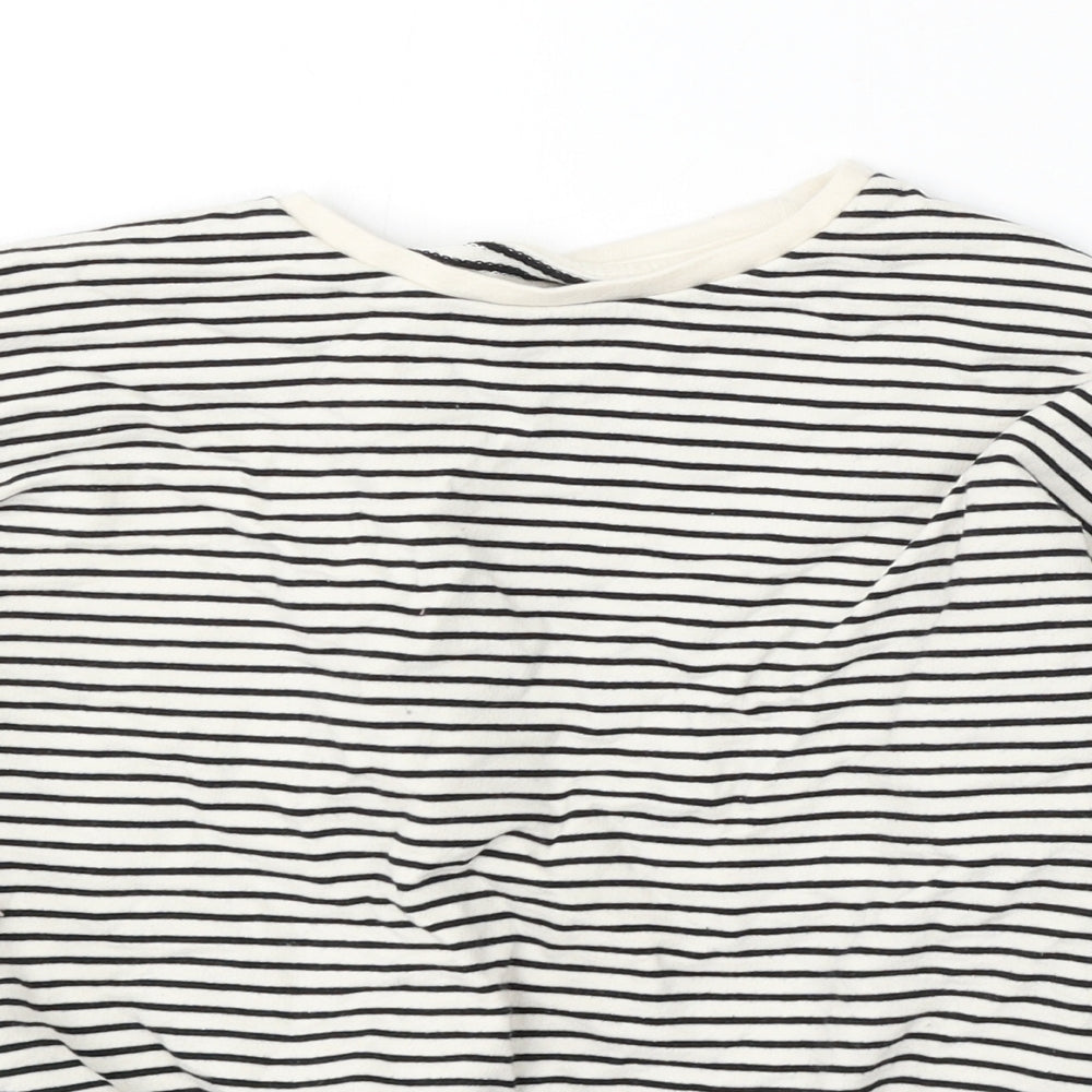 Very Girls White Striped Cotton Pullover Sweatshirt Size 11 Years Tie