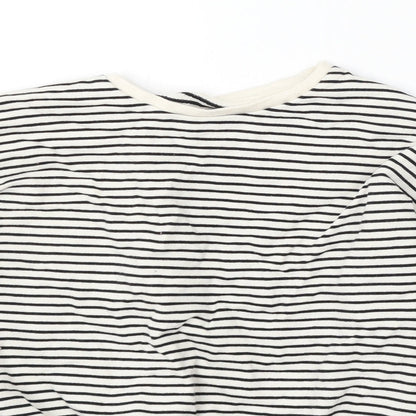 Very Girls White Striped Cotton Pullover Sweatshirt Size 11 Years Tie