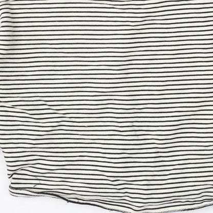 Very Girls White Striped Cotton Pullover Sweatshirt Size 11 Years Tie