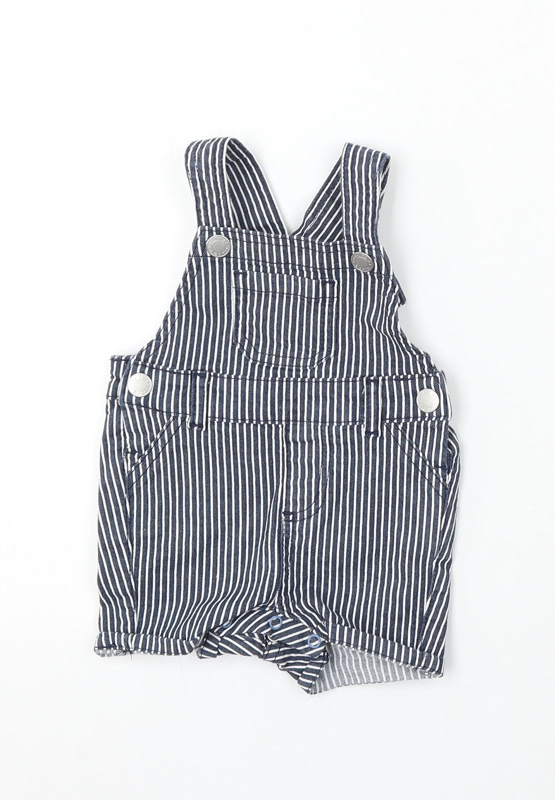 Primark Girls Blue Striped Cotton Dungaree Outfit/Set Size 3-6 Months Snap