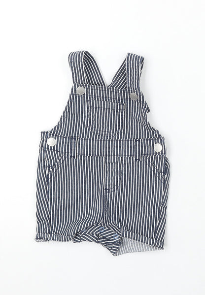 Primark Girls Blue Striped Cotton Dungaree Outfit/Set Size 3-6 Months Snap
