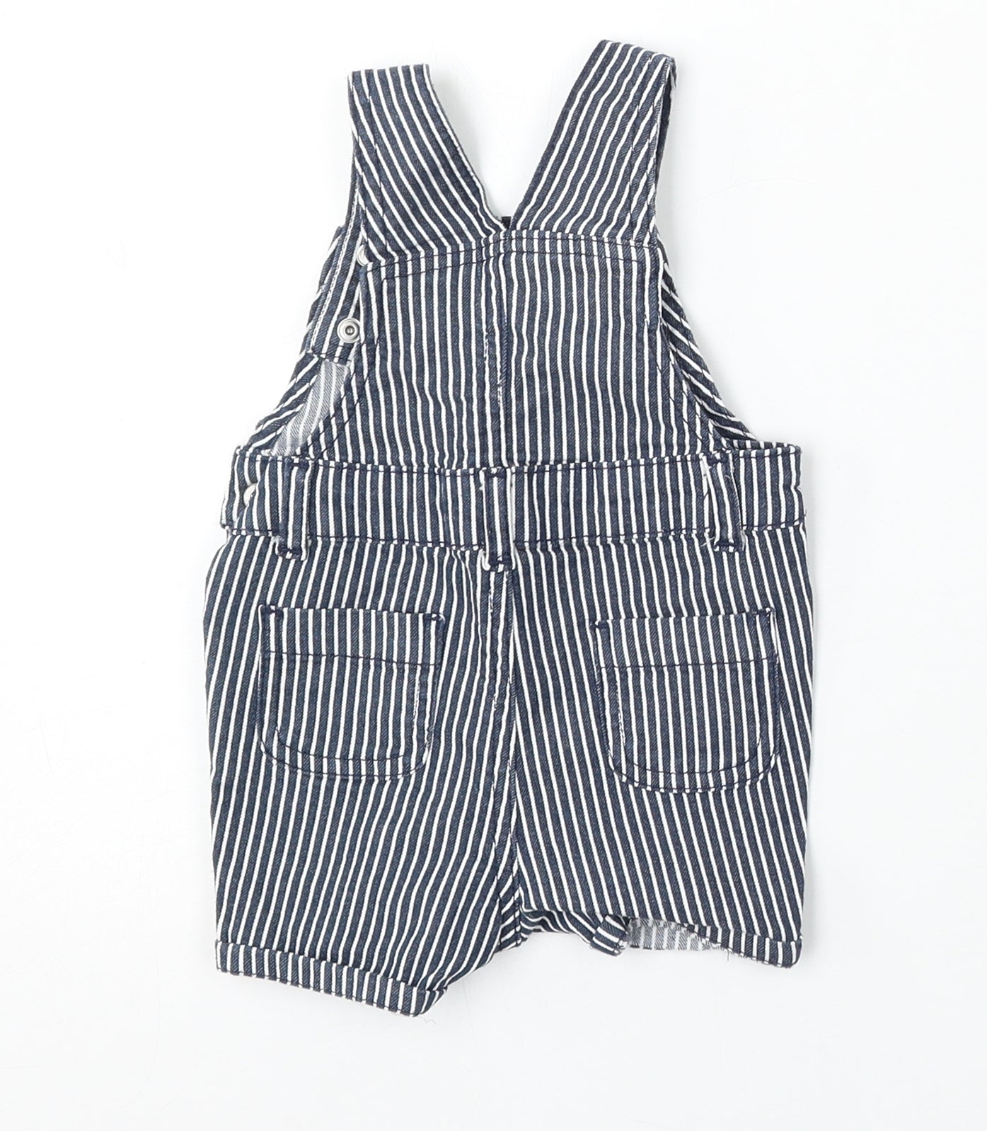 Primark Girls Blue Striped Cotton Dungaree Outfit/Set Size 3-6 Months Snap