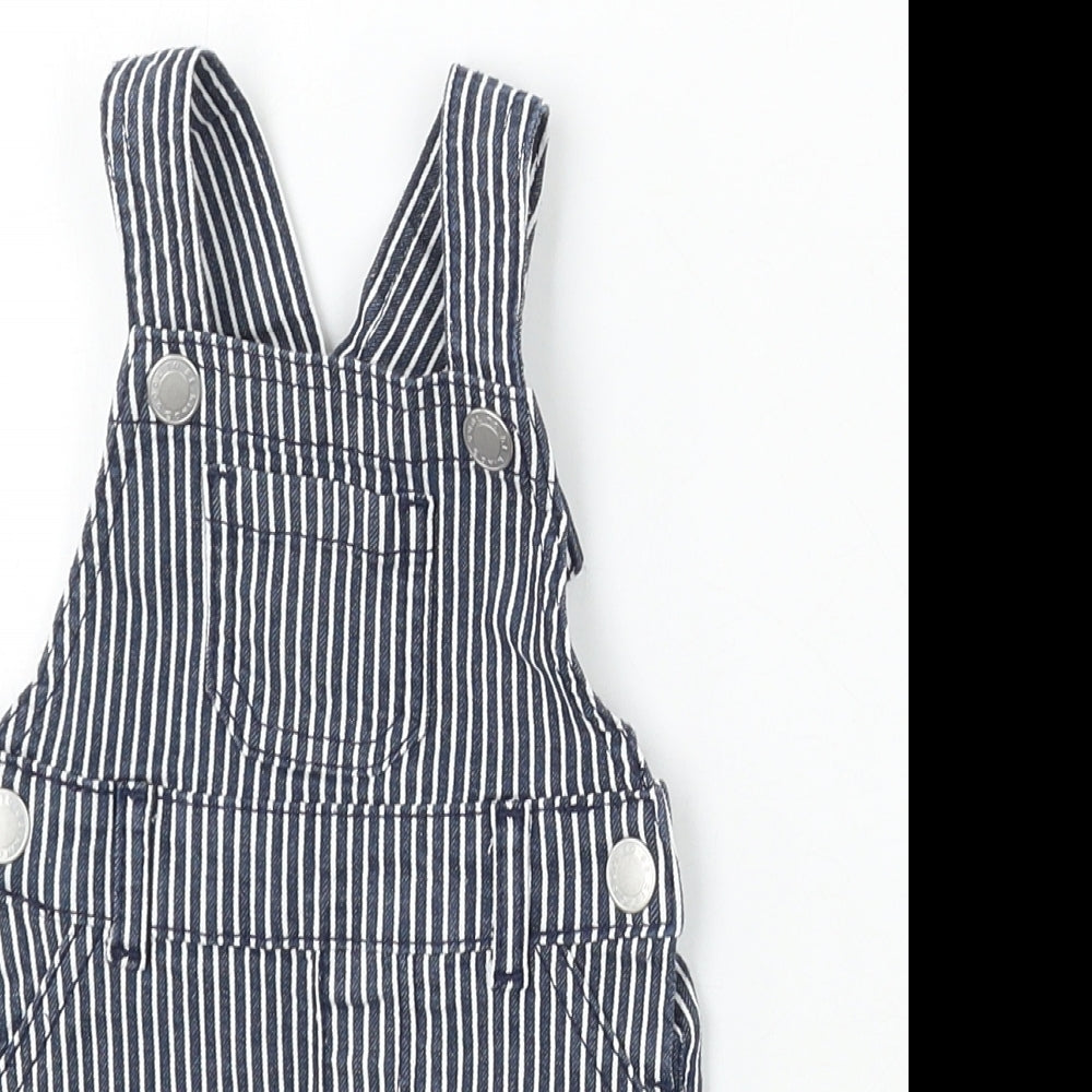 Primark Girls Blue Striped Cotton Dungaree Outfit/Set Size 3-6 Months Snap