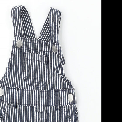 Primark Girls Blue Striped Cotton Dungaree Outfit/Set Size 3-6 Months Snap