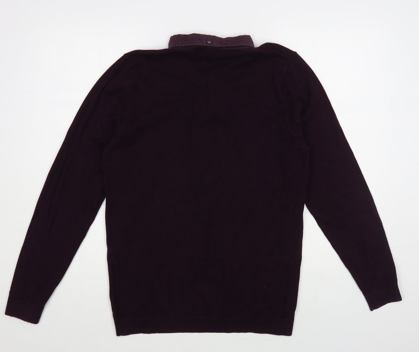 NEXT Mens Purple Collared Cotton Pullover Jumper Size M
