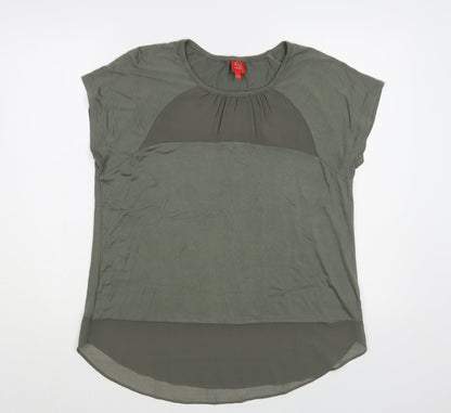 Miss Womens Green Viscose Basic T-Shirt Size M Crew Neck