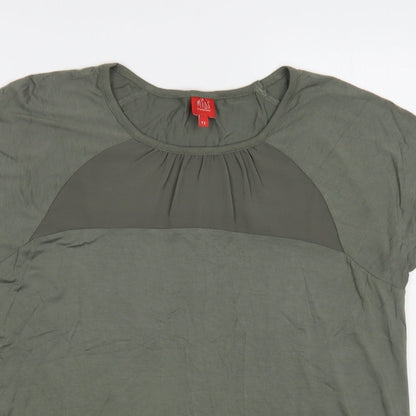 Miss Womens Green Viscose Basic T-Shirt Size M Crew Neck