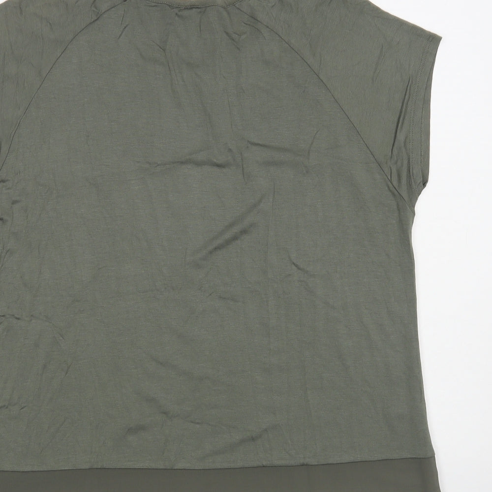 Miss Womens Green Viscose Basic T-Shirt Size M Crew Neck