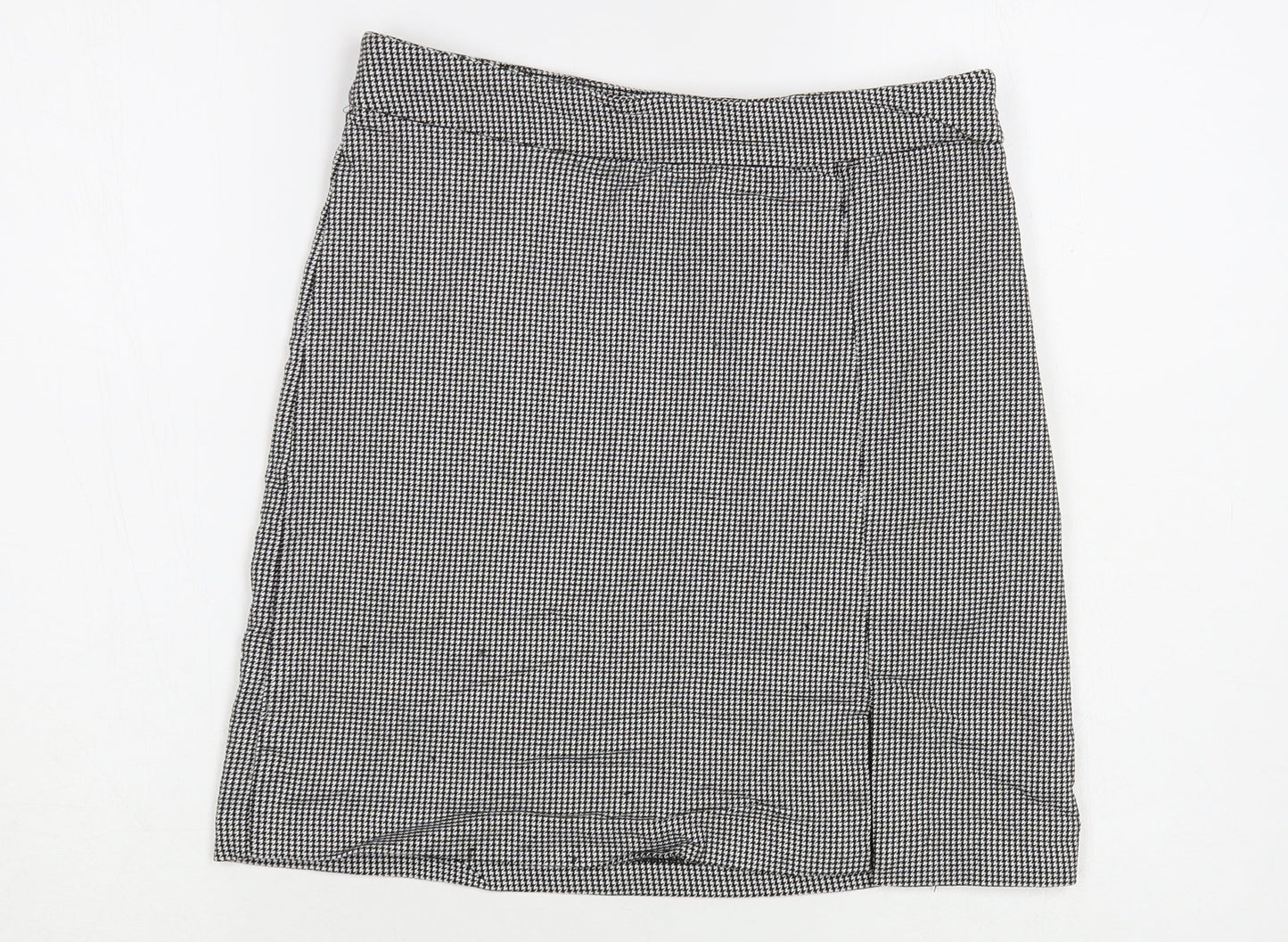 New Look Womens Black Geometric Viscose Mini Skirt Size 10 Zip