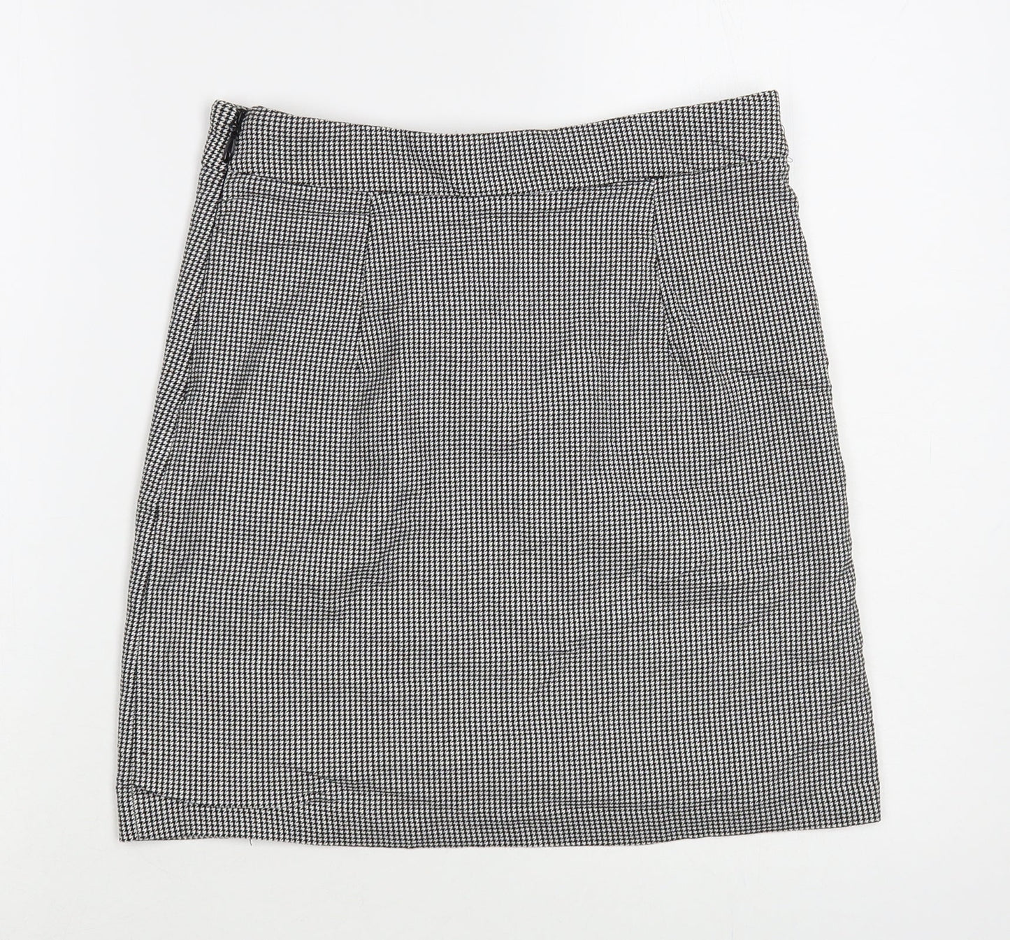New Look Womens Black Geometric Viscose Mini Skirt Size 10 Zip