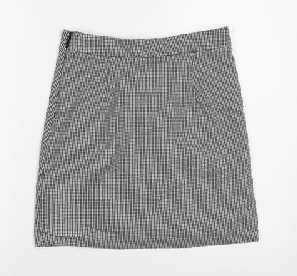 New Look Womens Black Geometric Viscose Mini Skirt Size 10 Zip