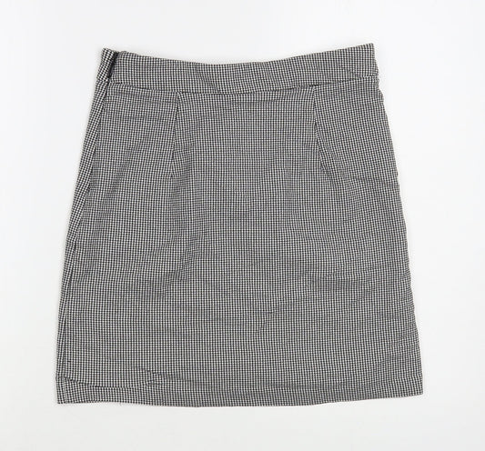 New Look Womens Black Geometric Viscose Mini Skirt Size 10 Zip