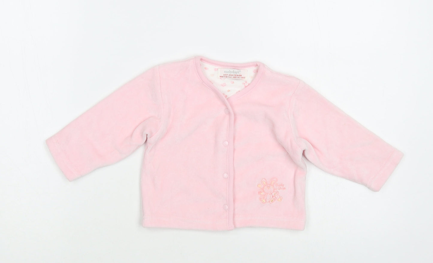 Early Days Baby Pink Cotton Cardigan Jumper Size 3-6 Months Snap - Bunny