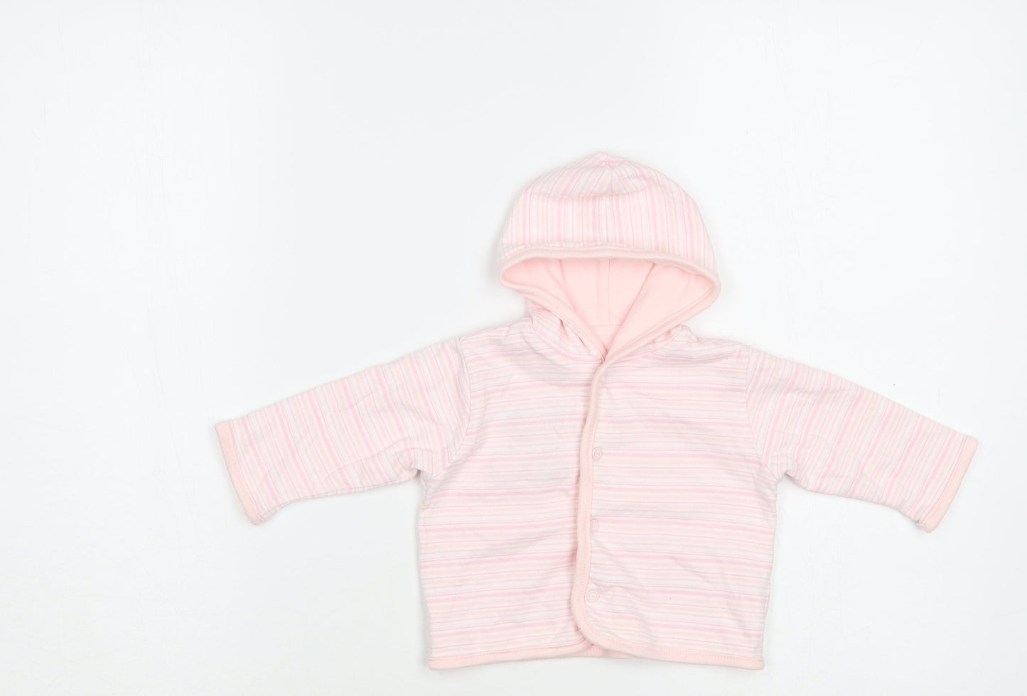 Little Bundle Baby Pink Striped Cotton Cardigan Jumper Size 3-6 Months Snap
