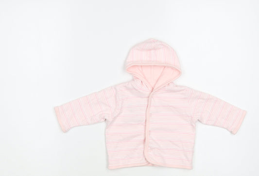 Little Bundle Baby Pink Striped Cotton Cardigan Jumper Size 3-6 Months Snap