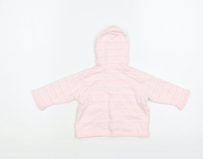 Little Bundle Baby Pink Striped Cotton Cardigan Jumper Size 3-6 Months Snap