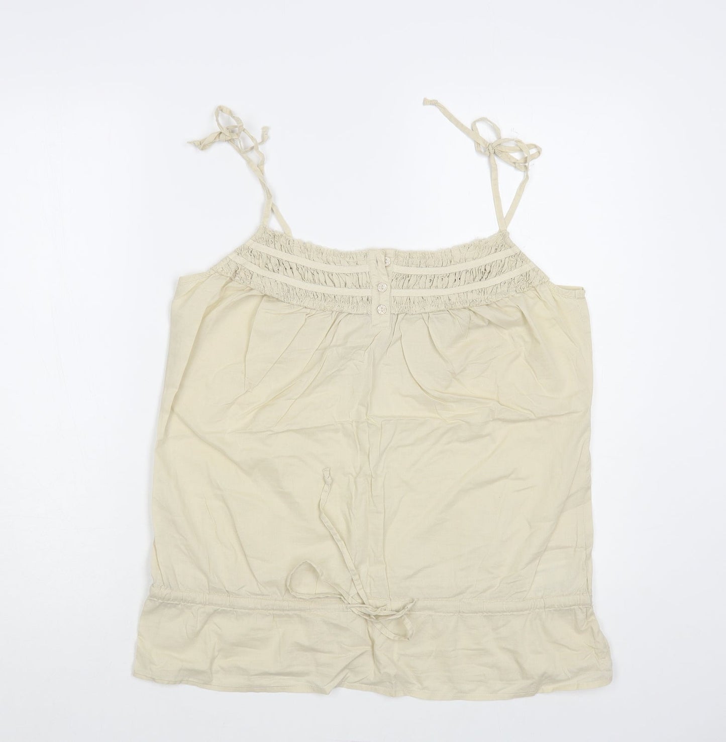 Esprit Womens Beige Cotton Camisole Blouse Size 14 Square Neck